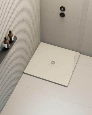 Receveur de douche extraplat carré blanc perle 100x100 cm Hos's - POALGI