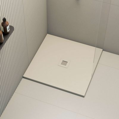 Receveur de douche extraplat carré blanc perle 100x100 cm Hos's - POALGI