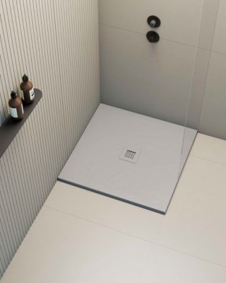 Receveur de douche extraplat carré gris clair 80x80 cm Hos's - POALGI