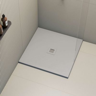 Receveur de douche extraplat carré gris clair 80x80 cm Hos's - POALGI