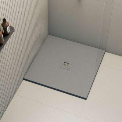 Receveur de douche extraplat carré gris foncé 100x100 cm Hos's - POALGI