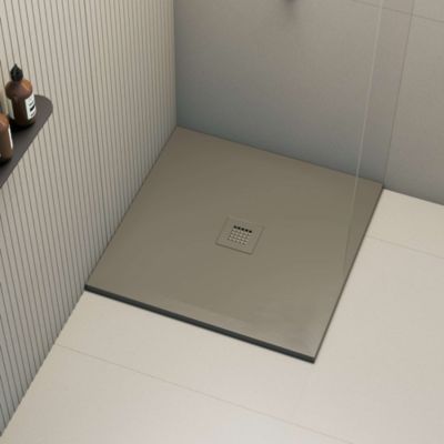 Receveur de douche extraplat carré marron gris 100x100 cm Hos's - POALGI