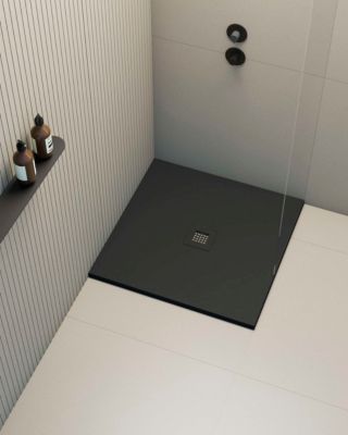 Receveur de douche extraplat carré noir 100x100 cm Arena - POALGI