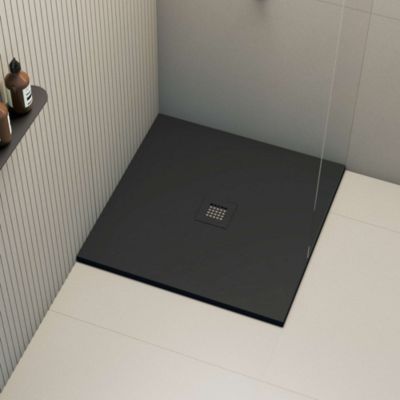 Receveur de douche extraplat carré noir 100x100 cm Hos's - POALGI