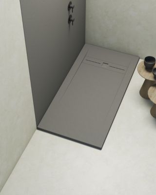 Receveur de douche extraplat gris foncé 90x140 cm Gneis - POALGI