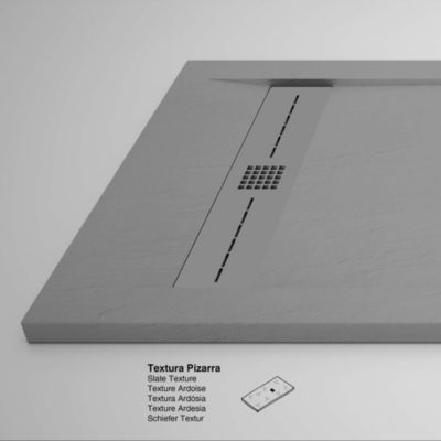 Receveur de douche extraplat gris foncé 90x140 cm Gneis - POALGI