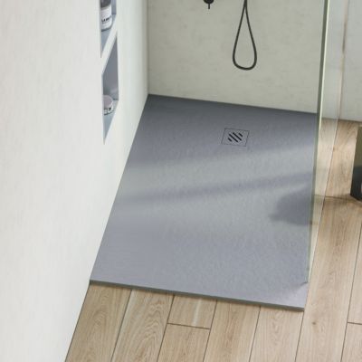 Receveur de Douche Extraplat MARMOLEADO - 100x100x2,6cm - Impression Marquina - Résine Minérale - RÉSIGRÈS