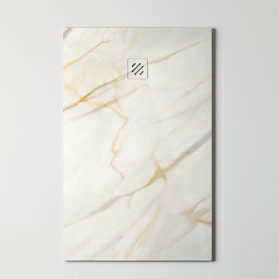 Receveur de Douche Extraplat MARMOLEADO - 80x140x2,6cm - Impression Calacata Gold - Résine Minérale - RÉSIGRÈS
