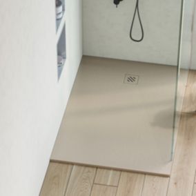 Receveur de Douche Extraplat MINIMO  - 100x100x2,6cm - Texture Ardoise Beige - Résine Minérale - RÉSIGRÈS