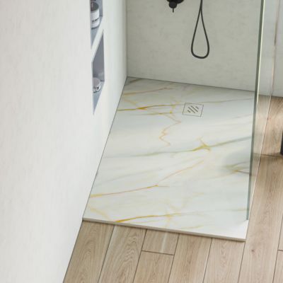 Receveur de Douche Extraplat MINIMO  - 70x160x2,6cm - Texture Ardoise Beige - Résine Minérale - RÉSIGRÈS
