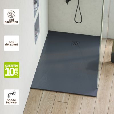 Receveur de Douche Extraplat MINIMO  - 70x180x2,6cm - Texture Ardoise Graphite - Résine Minérale - RÉSIGRÈS