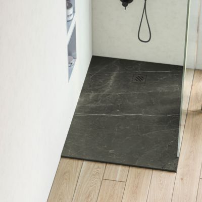 Receveur de Douche Extraplat MINIMO  - 80x170x2,6cm - Texture Ardoise Beige - Résine Minérale - RÉSIGRÈS