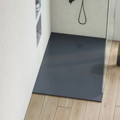Receveur de Douche Extraplat MINIMO  - 90x120x2,6cm - Texture Ardoise Gris - Résine Minérale - RÉSIGRÈS