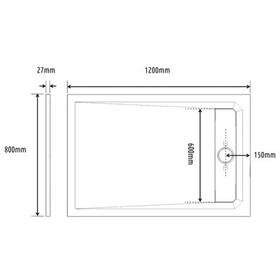 Receveur de douche extraplat noir 80x120 cm en Solidstone antidérapant texture ardoisée - Belize