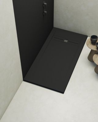Receveur de douche extraplat noir 80x120 cm Gneis - POALGI