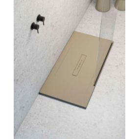 Receveur de douche extraplat rectangulaire beige 70x100 cm Clay - POALGI