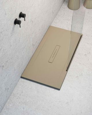 Receveur de douche extraplat rectangulaire beige 70x120 cm Clay - POALGI