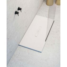 Receveur de douche extraplat rectangulaire blanc 70x140 cm Clay - POALGI
