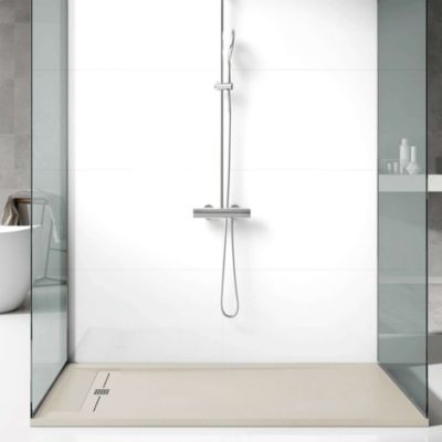 Receveur de douche extraplat rectangulaire blanc perle 70x120 cm Gneis - POALGI