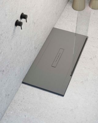 Receveur de douche extraplat rectangulaire gris foncé 70x160 cm Clay - POALGI