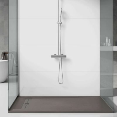 Receveur de douche extraplat rectangulaire marron gris 70x120 cm Gneis - POALGI