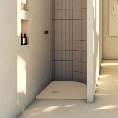 Receveur de douche extraplat semi-circulaire beige  90x90 cm Arena - POALGI