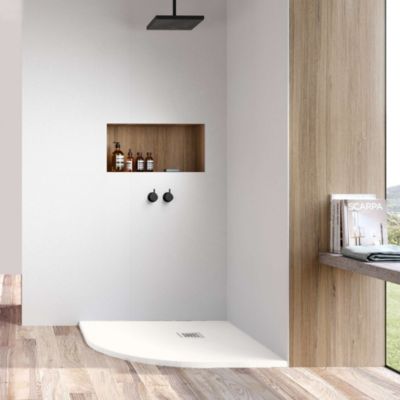 Receveur de douche extraplat semi-circulaire blanc 80x80 cm Hos's - POALGI