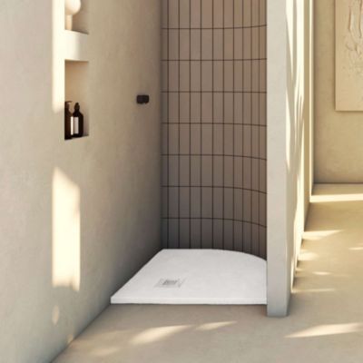 Receveur de douche extraplat semi-circulaire blanc 90x90 cm Arena - POALGI