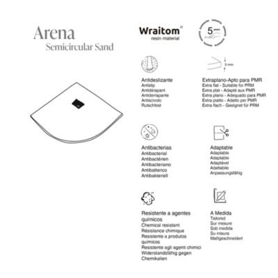 Receveur de douche extraplat semi-circulaire blanc 90x90 cm Arena - POALGI