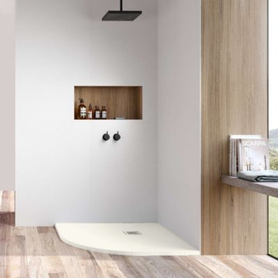 Receveur de douche extraplat semi-circulaire blanc ivoire 80x80 cm Hos's - POALGI