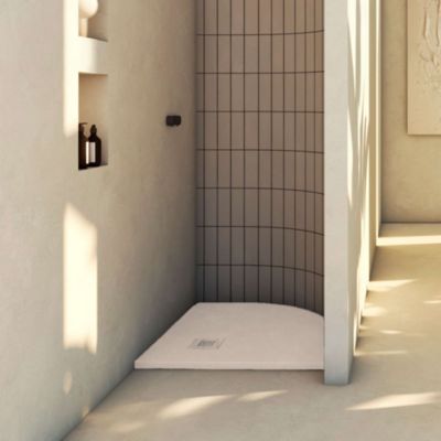 Receveur de douche extraplat semi-circulaire blanc perle 90x90 cm Arena - POALGI