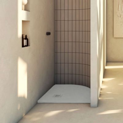 Receveur de douche extraplat semi-circulaire gris clair 90x90 cm Arena - POALGI