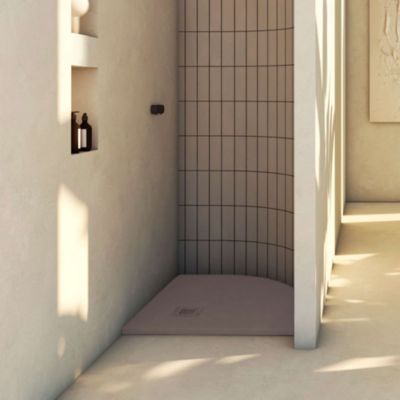 Receveur de douche extraplat semi-circulaire marron gris 90x90 cm Arena - POALGI