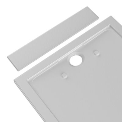 Receveur de douche fonte minérale, Blanc mat, 160x90x4.5cm, Bac à douche antidérapant, Pente écoulement, Sans bonde