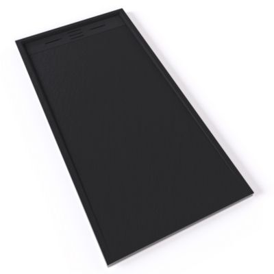 Receveur de douche HIEMAL 80 x 160 cm résine Noir aspect ardoise + bonde incluse - Saniverre