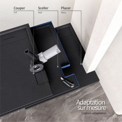 Receveur de douche HIEMAL 90 x 160 cm résine Noir aspect ardoise + bonde incluse - Saniverre