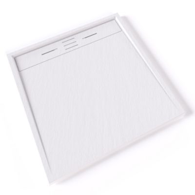 Receveur de douche HIEMAL 90 x 90 cm résine Blanc aspect ardoise + bonde incluse - Saniverre