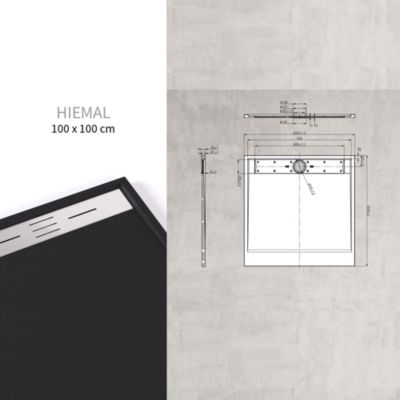 Receveur de douche HIEMAL INOX 100 x 100 cm résine Noir aspect ardoise + bonde inox incluse - Saniverre
