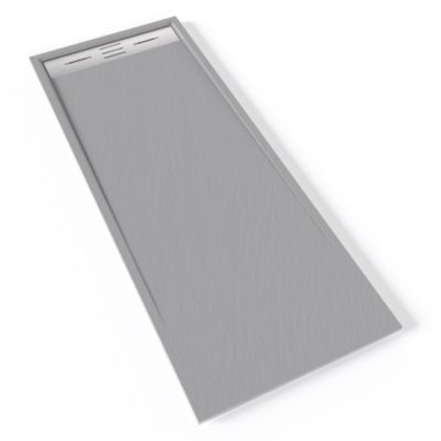 Receveur de douche HIEMAL INOX 70 x 180 cm résine Gris aspect ardoise + bonde inox incluse - Saniverre