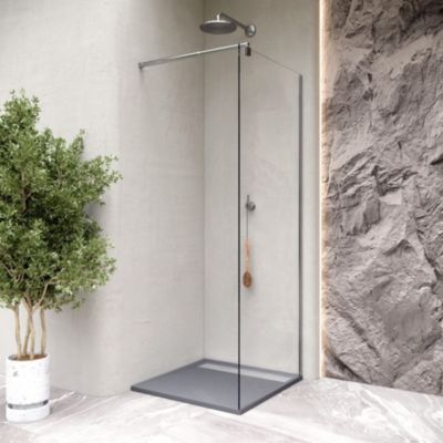 Receveur de douche HIEMAL INOX 70 x 180 cm résine Gris aspect ardoise + bonde inox incluse - Saniverre