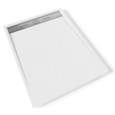 Receveur de douche HIEMAL INOX 90 x 120 cm résine Blanc aspect ardoise + bonde inox incluse - Saniverre