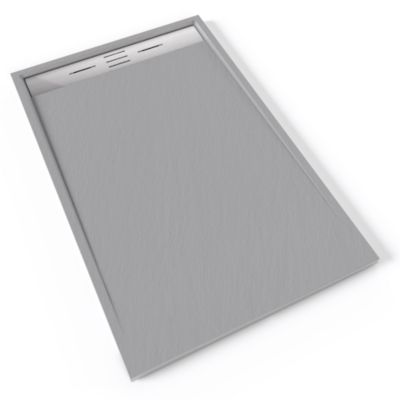 Receveur de douche HIEMAL INOX 90 x 140 cm résine Gris aspect ardoise + bonde inox incluse - Saniverre