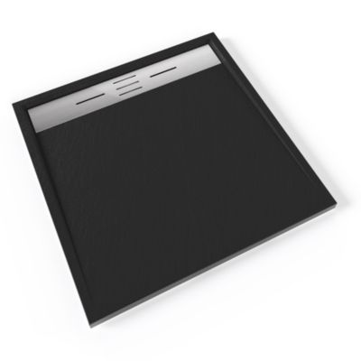 Receveur de douche HIEMAL INOX 90 x 90 cm résine Noir aspect ardoise + bonde inox incluse - Saniverre