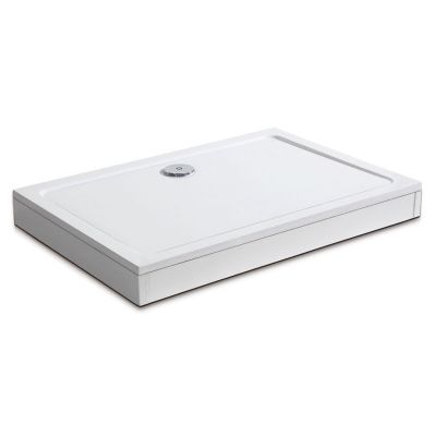 Receveur de douche italienne 150x70cm blanc, extra-plat, Bac à douche avec le kit de plinthe, 10 pieds, bonde de douche et siphon