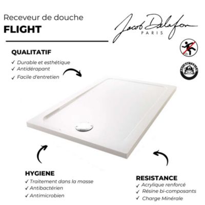 Receveur de douche JACOB DELAFON Flight rectangle extra plat antidérapant 100 x 70 cm