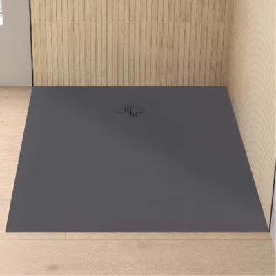 Receveur de douche Kinedo Kinemoon Evo 120x90 gris anthracite texture pierre lunaire inclu. grille assortie et bonde extra-plate