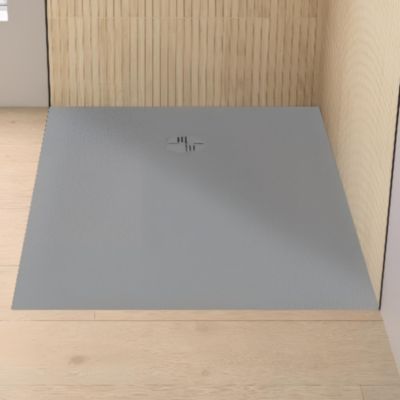 Receveur de douche Kinedo Kinemoon Evo 140x70 gris pierre texture pierre lunaire inclu. grille assortie et bonde extra-plate