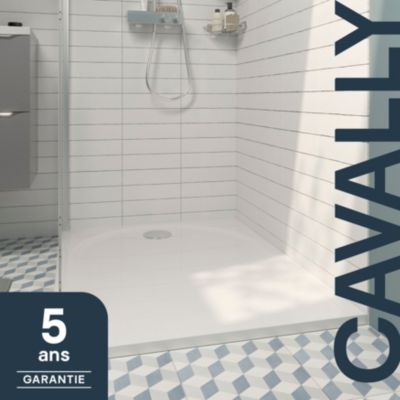 Receveur de douche L.120 x l.90 cm blanc en résine, GoodHome Cavally