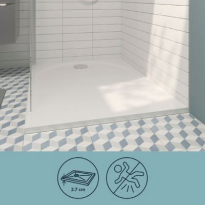 Receveur de douche L.120 x l.90 cm blanc en résine, GoodHome Cavally