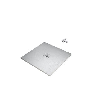 Receveur de douche L.80 x l.80cm blanc - Extra plat - En résine - Grille en ABS - Bac à douche carré